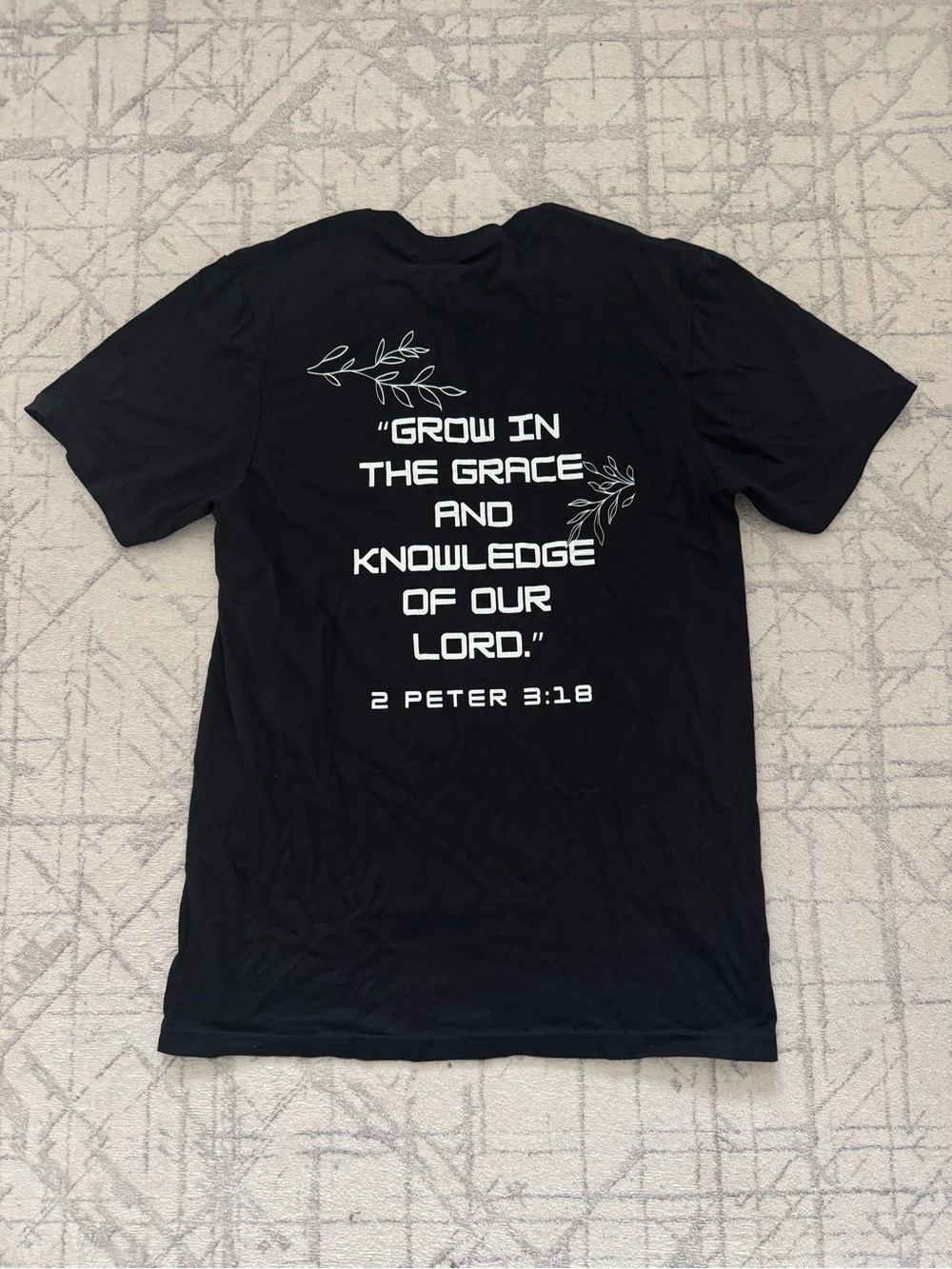 Christian Graphic Tee - Black "Grow in the Grace" Back Print
